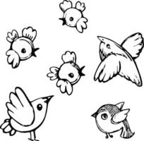 linear hand drawn cute cartoon animals vector