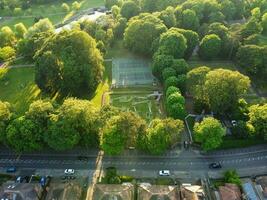 Aerial View of Luton Town of England UK at over the Wardown Public Park, The Drone's Camera Footage Was Captured on June 13th, 2023 photo