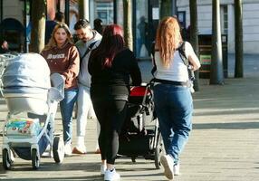 Beautiful Image of People at The Mall Shopping Centre Downtown of Central Luton City of England Great Britain for Shopping and Walking. The Image Was Captured on 02-June 2023 photo