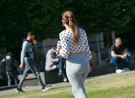 Beautiful Image of People at The Mall Shopping Centre Downtown of Central Luton City of England Great Britain for Shopping and Walking. The Image Was Captured on 02-June 2023 photo