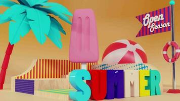 3d animation. Summer Icecream mock-up. Background animation video