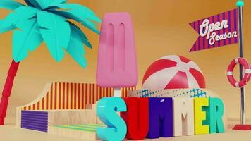 3d animatie. zomer ijsje maquette. achtergrond animatie video