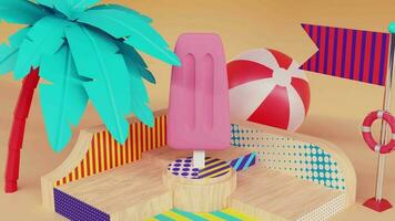 3d animation. Summer Icecream mock-up. Background animation video