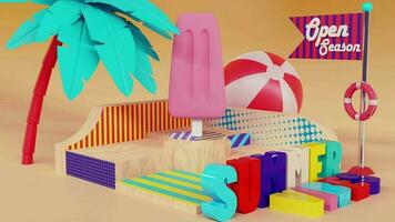 3d animation. Summer Icecream mock-up. Background animation video