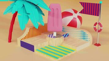 3d animatie. zomer ijsje maquette. achtergrond animatie video