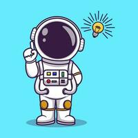 Cute astronaut get and ideas cartoon vector icon illustration science technology icon isolated flat