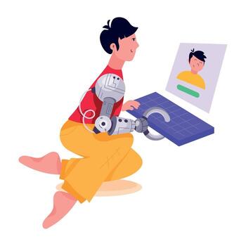 Trendy Robot User vector