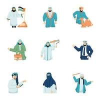 Bundle of Arab Persons Flat Illustrations vector