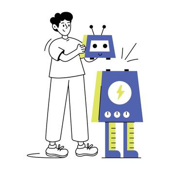 Trendy Making Robot vector