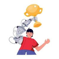 Trendy Robot Trophy vector