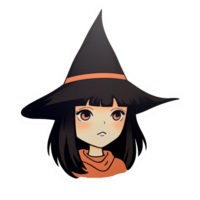 Cute witch Halloween cartoon isolated on transparent background, ai generated, digital illustration. png