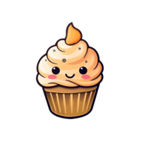 cupcake cute cartoon isolated on transparent background, ai generated, digital illustration. png