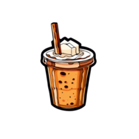 Tasse von Kaffee mit Eis, Karikatur, isolieren, transparent Hintergrund, ai generiert, Digital Illustration. png