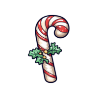 xmas candy cane isolated on transparent background, ai generated, digital illustration. png