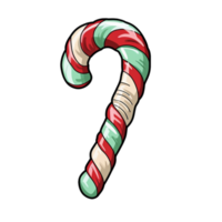 xmas candy cane isolated on transparent background, ai generated, digital illustration. png