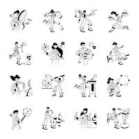 Pack of Lab Scientists Hand Drawn Illustrations vector