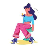 Trendy Woman Sitting vector