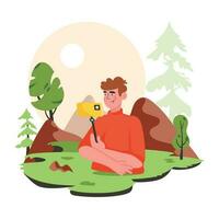 de moda bosque selfie vector