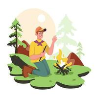 Trendy Forest Camping vector