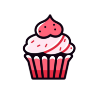 cupcake cute cartoon isolated on transparent background, ai generated, digital illustration. png