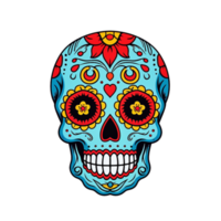 Hispanic heritage sugar skull marigold isolated on transparent background, ai generated, digital illustration png