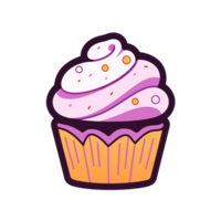 cupcake cute cartoon isolated on transparent background, ai generated, digital illustration. png