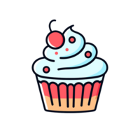 cupcake cute cartoon isolated on transparent background, ai generated, digital illustration. png