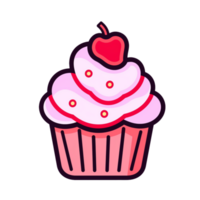 cupcake cute cartoon isolated on transparent background, ai generated, digital illustration. png