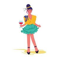 Trendy Drinking Wine vector