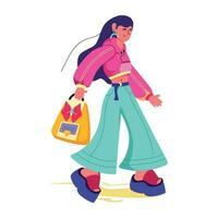 Trendy Walking Girl vector