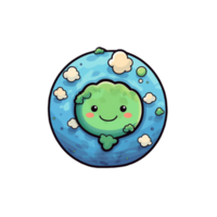 cute earth global world cartoon on transparent background, generative ai, digital illustration. png