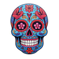 Hispanic heritage sugar skull marigold isolated on transparent background, ai generated, digital illustration png