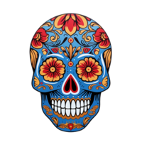 Hispanic heritage sugar skull marigold isolated on transparent background, ai generated, digital illustration png