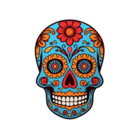 Hispanic heritage sugar skull marigold isolated on transparent background, ai generated, digital illustration png