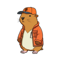 Capybara cute cartoon hiphop isolated on transparent background, ai generated, digital illustration. png