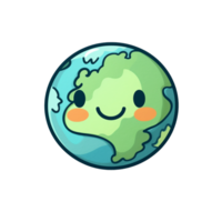 cute earth global world cartoon on transparent background, generative ai, digital illustration. png