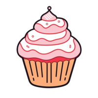 Cupcake carino cartone animato isolato su trasparente sfondo, ai generato, digitale illustrazione. png