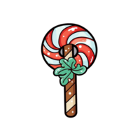 xmas candy cane isolated on transparent background, ai generated, digital illustration. png