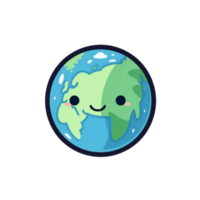 söt jord global värld tecknad serie på transparent bakgrund, generativ ai, digital illustration. png