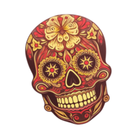 Hispanic heritage sugar skull marigold isolated on transparent background, ai generated, digital illustration png