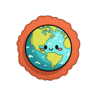 cute earth global world cartoon on transparent background, generative ai, digital illustration. png