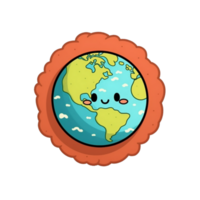 carino terra globale mondo cartone animato su trasparente sfondo, generativo ai, digitale illustrazione. png