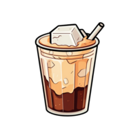 tasse de café avec glace, dessin animé, isoler, transparent arrière-plan, ai généré, numérique illustration. png