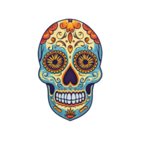 Hispanic heritage sugar skull marigold isolated on transparent background, ai generated, digital illustration png