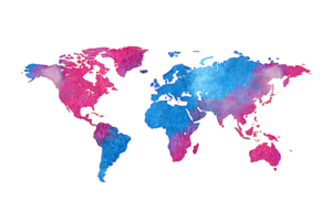 Aquarell Welt Karte Hintergrund png
