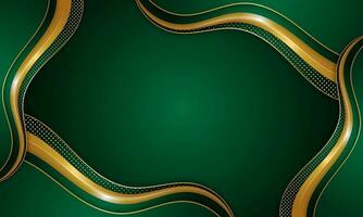 Luxury green background combine with glowing golden lines. Overlap layer textured background. - Vector. vector