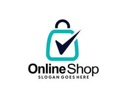 shop logo with bag icon for e commerce and store logo vector