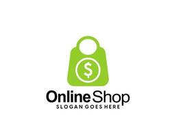 Online Shop Logo designs Template. Illustration vector graphic of shopping cart and shop bag combination logo design concept. Perfect for Ecommerce, sale, discount or store web element. Company emblem