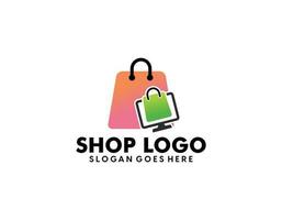 en línea tienda logo diseños modelo. ilustración vector gráfico de puntero flecha y tienda bolso combinación logo diseño concepto. Perfecto para comercio electrónico, venta, descuento o Tienda web elemento. empresa emblema