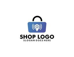 shop logo with bag icon for e commerce and store logo vector